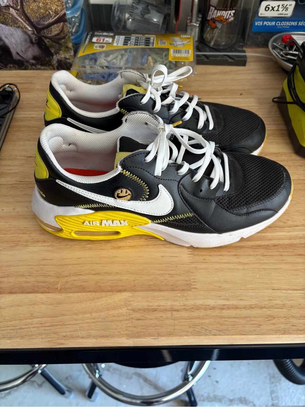 Nike Air Max Men's Black White Yellow Athletic Shoes